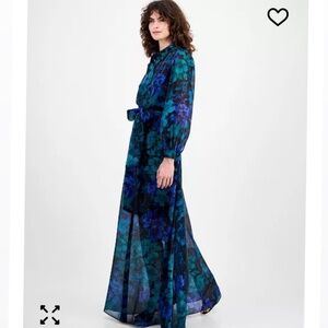 Julia Jordan Floral Maxi Shirtdress | Long Sleeve Organza Shirt Dress